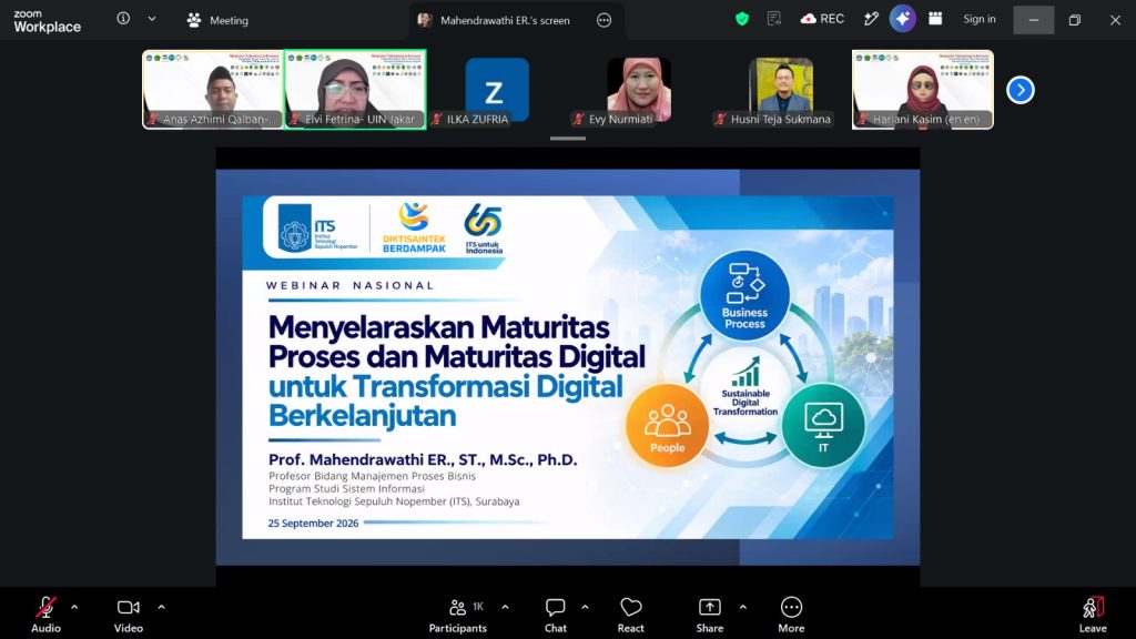Prodi MTI UIN Jakarta dan Informatika UIN Saizu Purwokerto Sukses Gelar Webinar Nasional #8, Bahas Maturitas Proses Bisnis dan Transformasi Digital